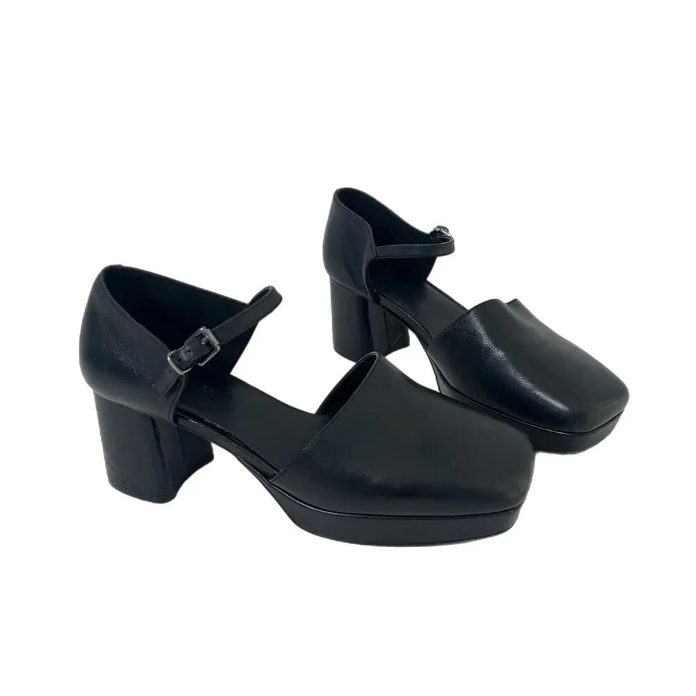 Aerosoles Samera Women 8 Black Chunky Block Heel Mary Jane Retro Y2K Square Toe